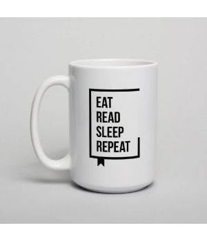 Чашка Eat Read Sleep Repeat, Білий, англійська, 425 мл