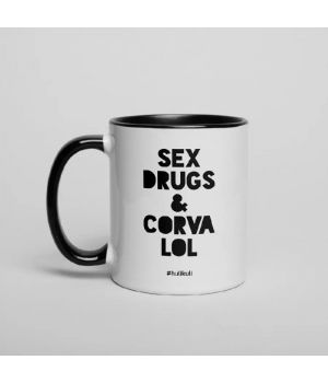 Чашка Sex Drugs & Corvalol, Чорний, англійська, 330 мл