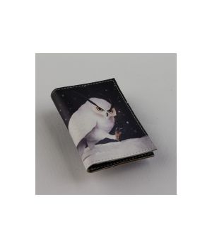 Чехол для ID паспорта с кардхолдером из экокожи стильная Белая сова