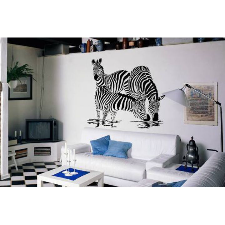 Наклейки с животными Три зебры