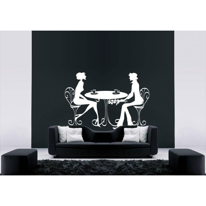Виниловая наклейка Влюбленные в кафе