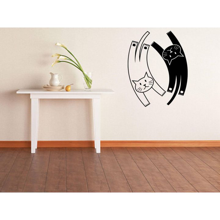 Черно белые наклейки Коты Инь-Янь