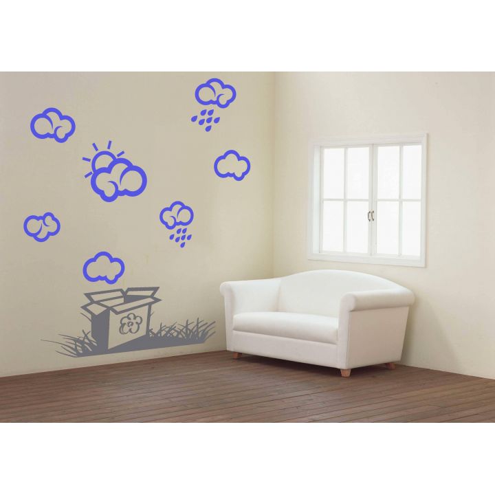 Наклейки в ванную комнату для детей Коробка облаков