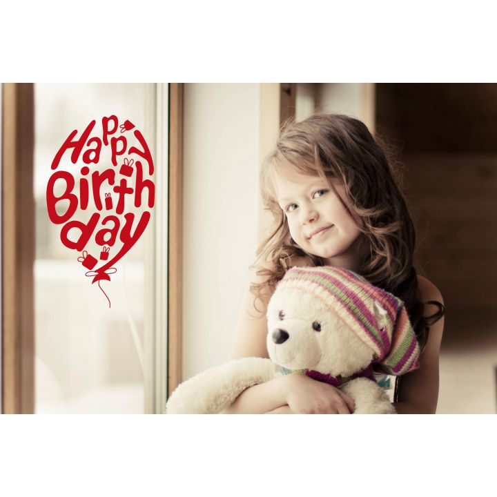 Інтер'єрна наклейка-стікер на стіну, скло З Днем народження!
