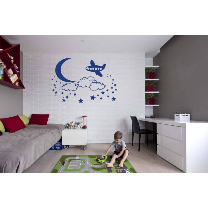 Наклейки звездочки Самолетик в облаках