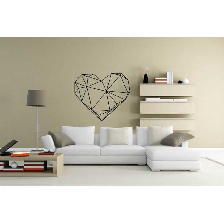 Интерьерная виниловая наклейка на стену Сердце - оригами
