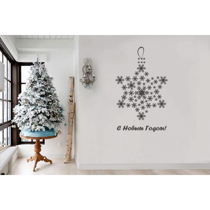 Новогодние интерьерные наклейки Снежинка