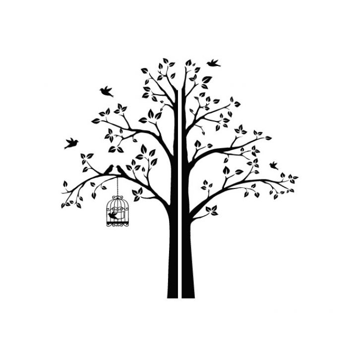 Интерьерная наклейка Дерево с клеткой угловое (целое)