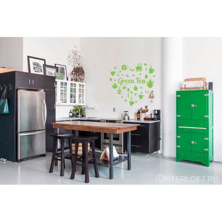 Виниловый стикер на стену Зеленый чай