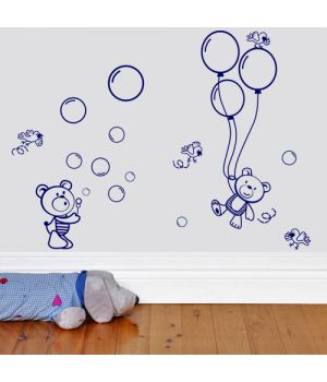 Інтер'єрна наклейка "Ведмедики з кульками"