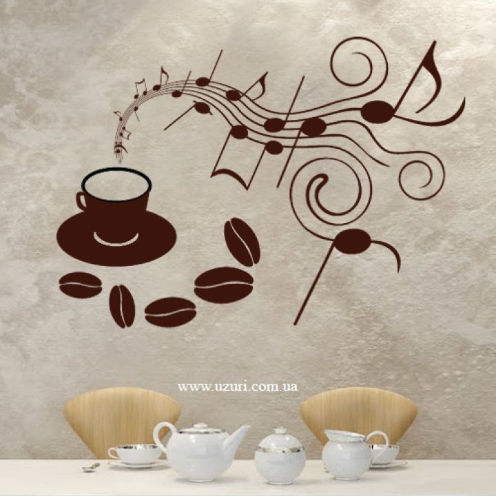 Наклейки для кухонной плитки Музыка кофе