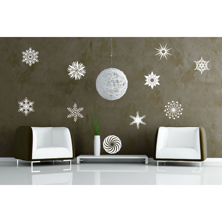 Новогодние наклейки на зеркало Набор снежинок 2