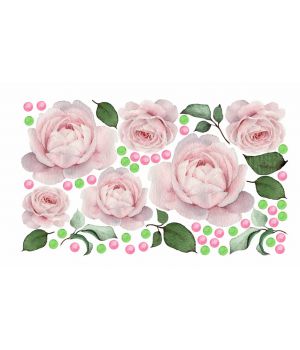 Акварельні троянди Красива вінілова наклейка інтер'єрна на стіну, на плитку