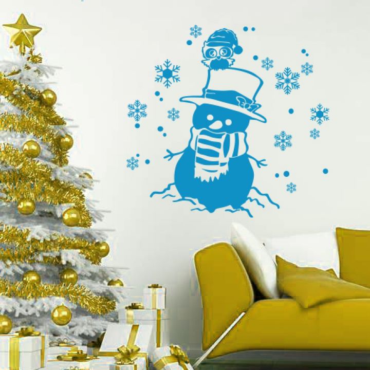 Інтер'єрна новорічна наклейка Веселий сніговик, 70х65,5 см