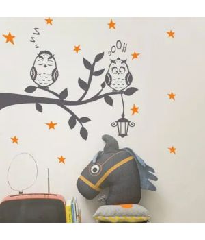 80х64 см Owls Красива вінілова наклейка інтер'єрна на стіну, на плитку