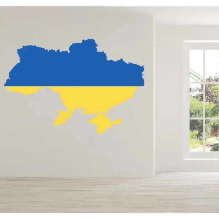Декоративна інтер'єрна наклейка самоклейка Карта України, прапор