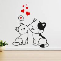 Котики любов Красива вінілова наклейка інтер'єрна на стіну, на плитку