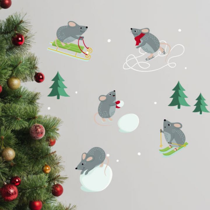 Інтер'єрна новорічна наклейка Зимові ігри