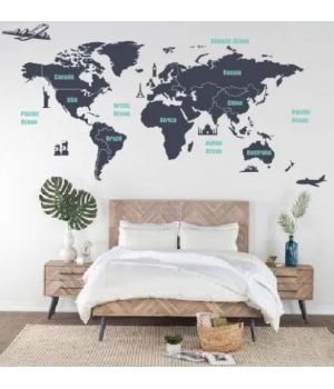 Декоративная интерьерная наклейка Карта мира