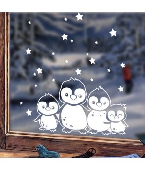 Интерьерная наклейка “Зимние пингвины”, 70х72 см