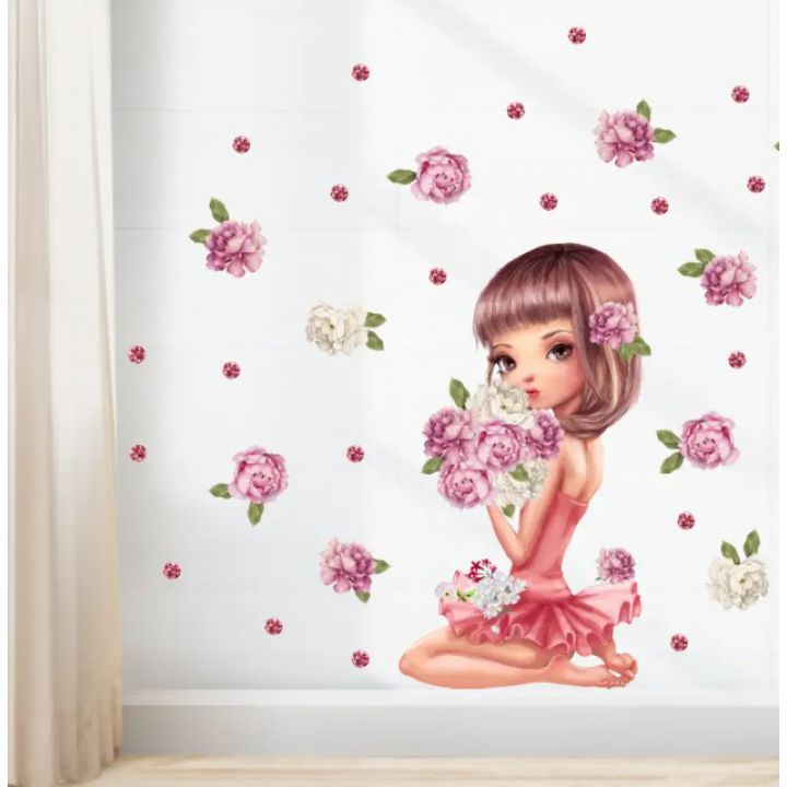 Декоративна інтер'єрна наклейка самоклейка Акварельна дівчинка
