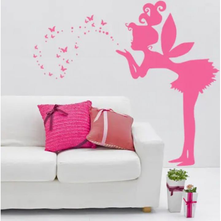 Декоративна інтер'єрна наклейка самоклейка Фея з метеликами