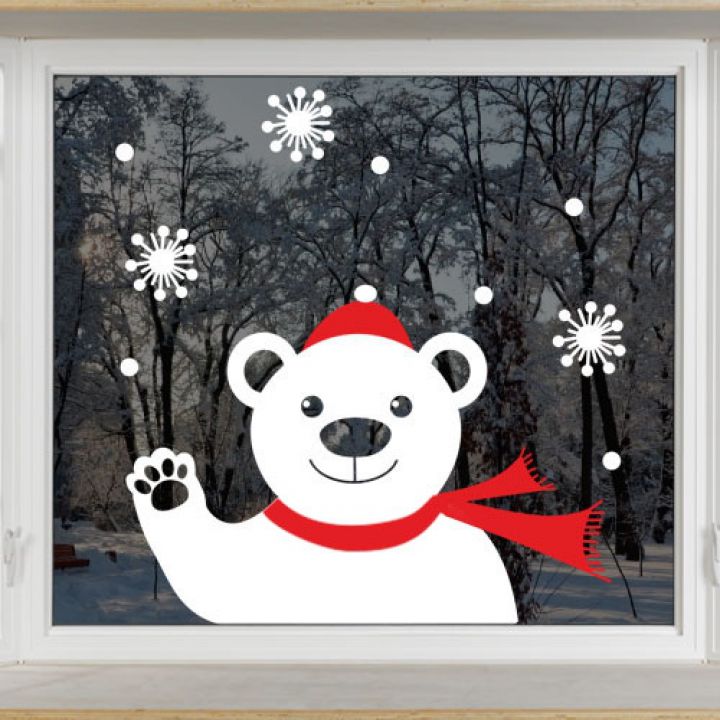 Інтер'єрна новорічна наклейка Полярний ведмідь