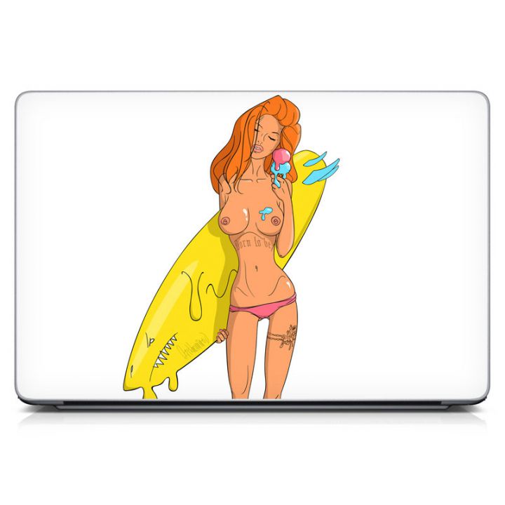 Наклейка на ноутбук - Surfing Girl
