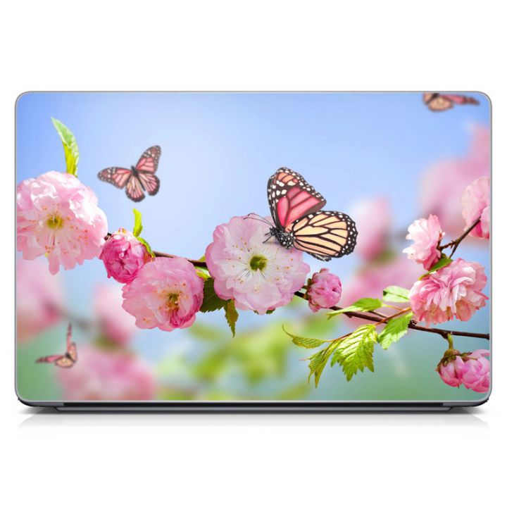 Універсальна наклейка для ноутбука 15.6"-13.3" Spring Butterflies Матова 380х250 мм