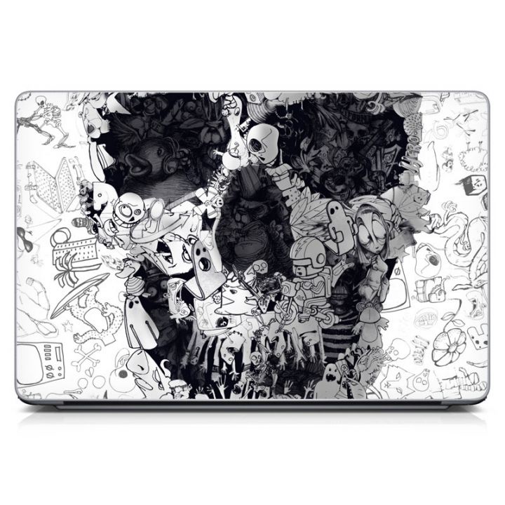 Универсальная наклейка на ноутбук 15.6"-13.3" Doodle Skull 380х250 мм