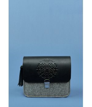 Бохо-сумка "Лилу" фетр+кожа графит