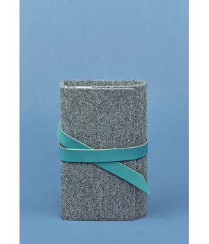 Фетровый женский блокнот (Софт-бук) 1.0 с кожаными бирюзовыми вставками