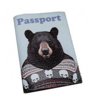 Обкладинка для паспорта -Ведмідь у светрі-