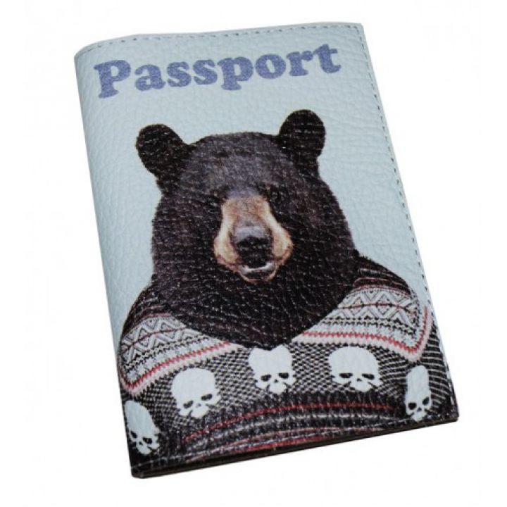 Обкладинка для паспорта -Ведмідь у светрі-