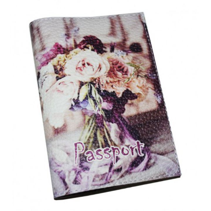 Женская обложка на паспорт с цветами -Букет-