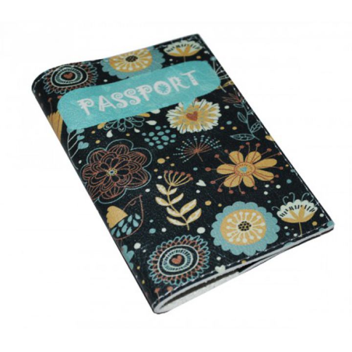 Жіноча обкладинка для паспорта -Бірюзові квіти-