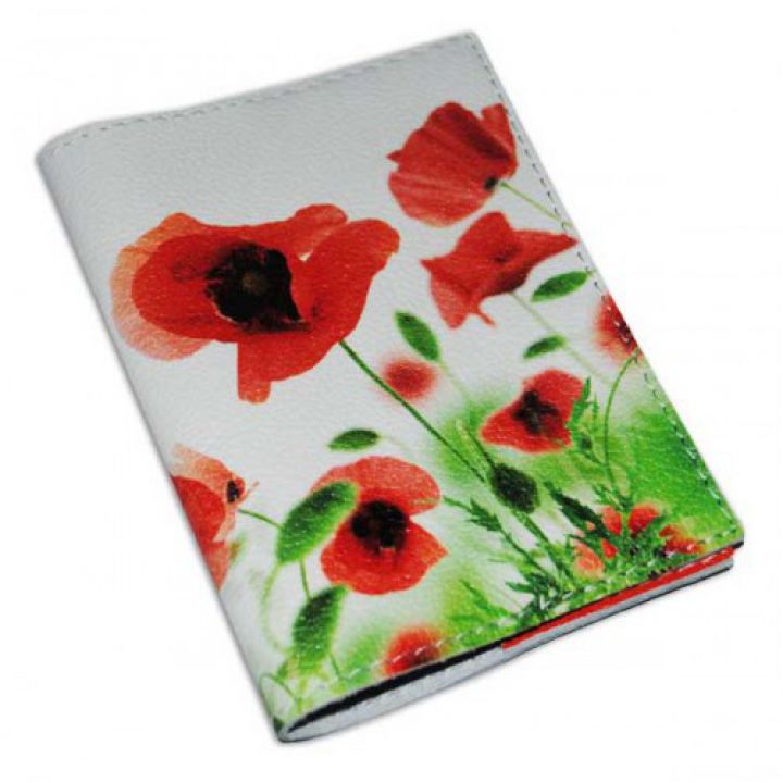 Обложка для паспорта женская цветы -Маки-