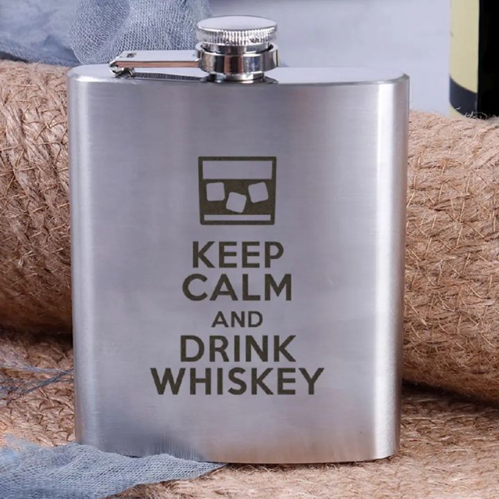 Подарункова сувенірна Фляга сталева Keep calm and drink whiskey, англійська