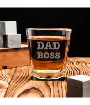 Склянка для віскі Dad Boss, англійська, Крафтова коробка