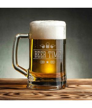 Кухоль для пива Beer time з ручкою, англійська, Крафтова коробка