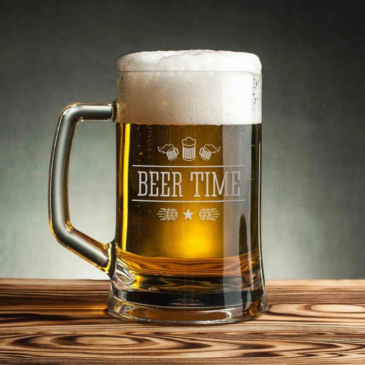 Кухоль для пива Beer time з ручкою, англійська, Крафтова коробка