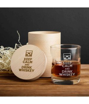 Склянка з кулею Keep calm and drink whiskey, англійська, Тубус зі шпону