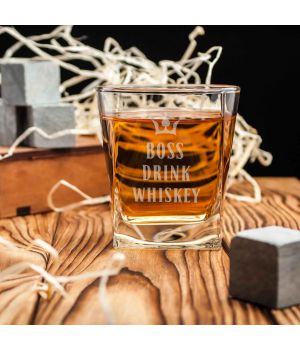 Стакан для віскі квадратний Drink whiskey, англійська, Крафтова коробка