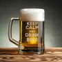 Кухоль для пива Keep calm and drink beer з ручкою, англійська, Крафтова коробка