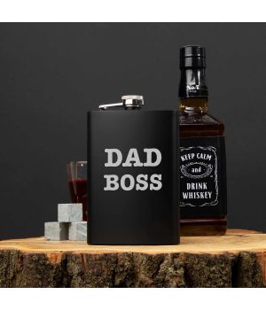 Подарункова сувенірна Фляга Dad boss, англійська