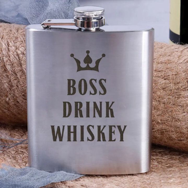 Подарункова сувенірна Фляга сталева Boss drink whiskey, англійська