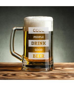 Кухоль для пива Cool people drink good beer, англійська, Крафтова коробка