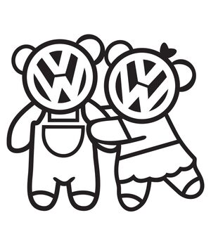 Наклейка на авто VW Panda Family, без фону