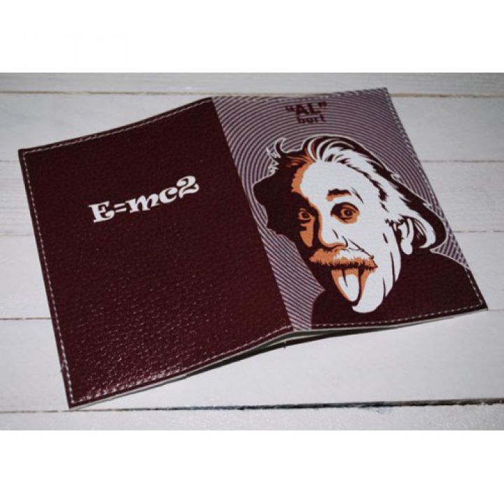 Мужская обложка для паспорта кожа -Эйнштейн-