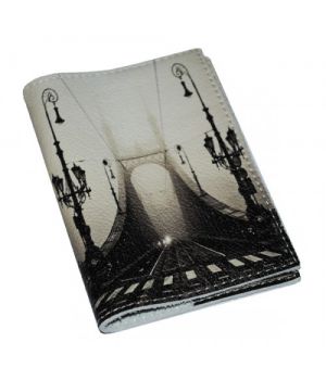 Кожаная обложка для паспорта/загранпаспорта -Мост в тумане-
